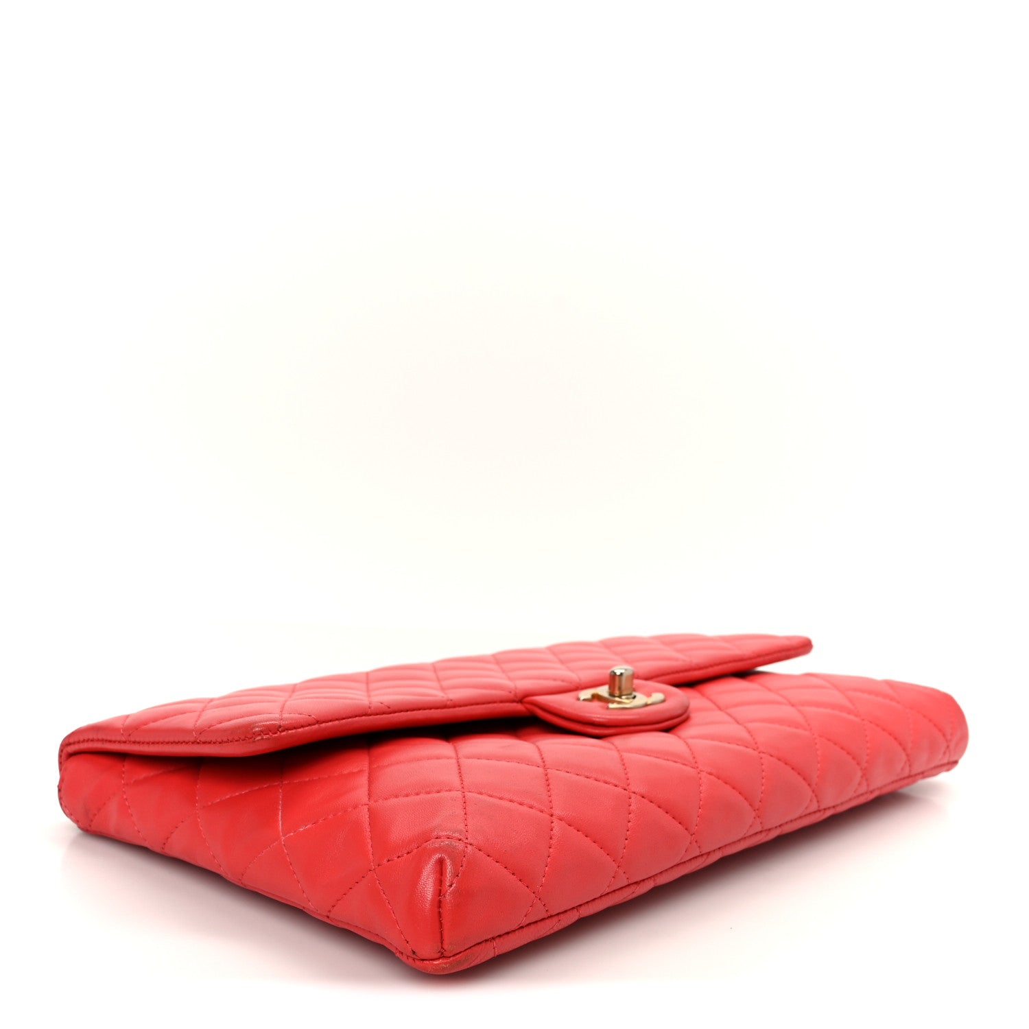 Chanel Lambskin Quilted Flap Clutch Red