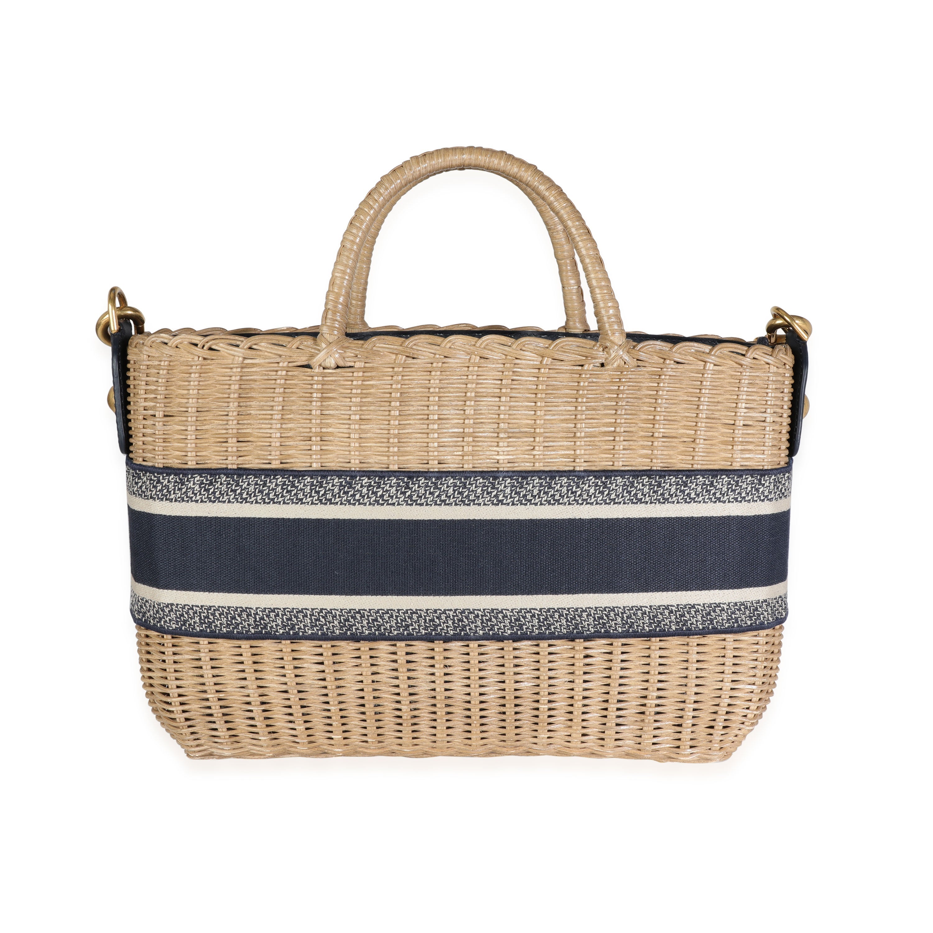 Christian Dior Oblique Jacquard Wicker Basket Bag