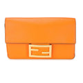 FENDI Orange Calfskin Mini Flat Baguette with Brown 'Strap You' Strap