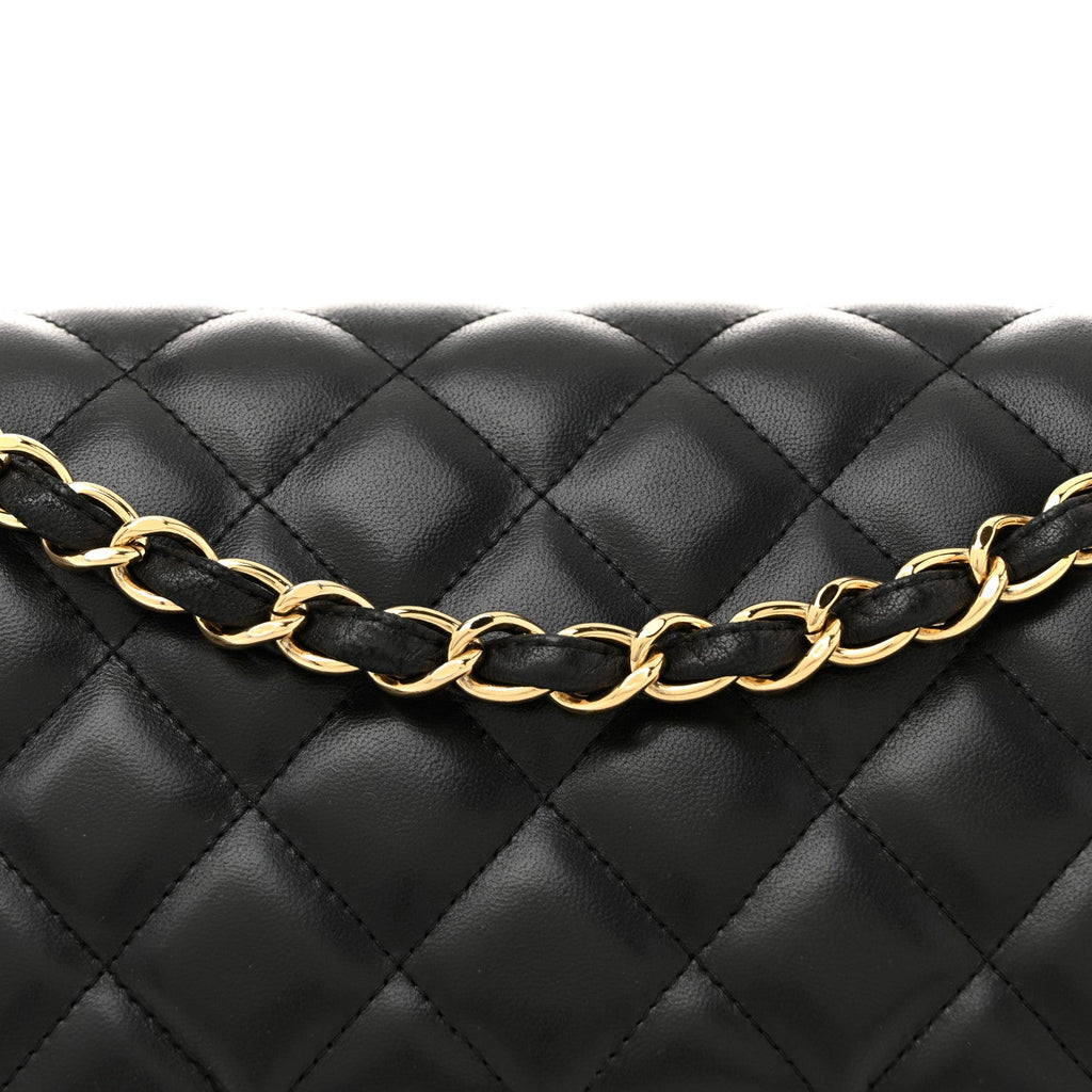 Chanel Lambskin Quilted Jumbo Double Flap Black