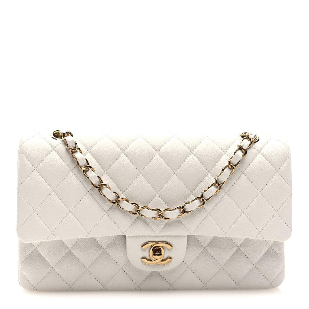 Chanel Caviar Quilted Medium Double Flap White