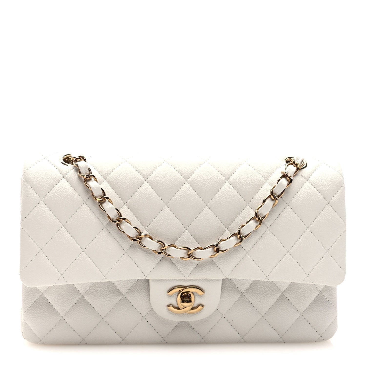 Chanel Caviar Quilted Medium Double Flap White