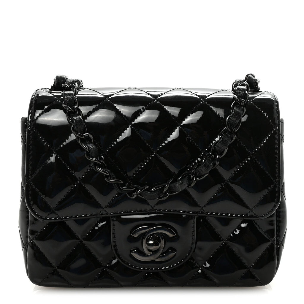 Chanel Patent Calfskin Quilted Mini Square Flap So Black