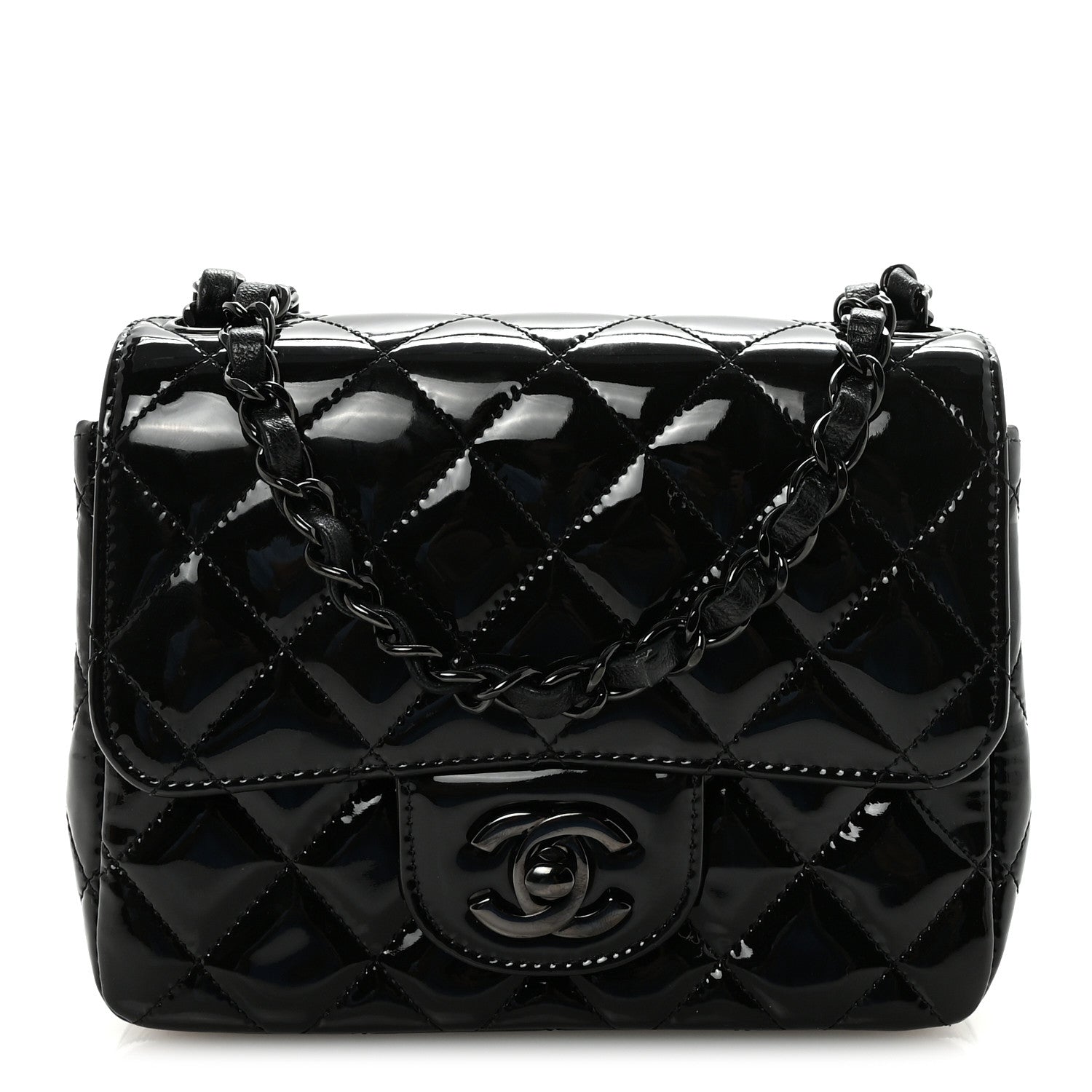 Chanel Patent Calfskin Quilted Mini Square Flap So Black