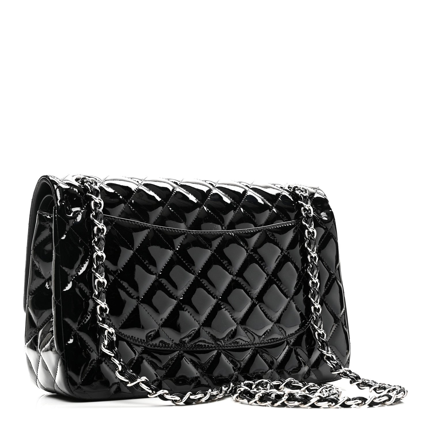 Chanel Patent Quilted Jumbo Double Flap Black