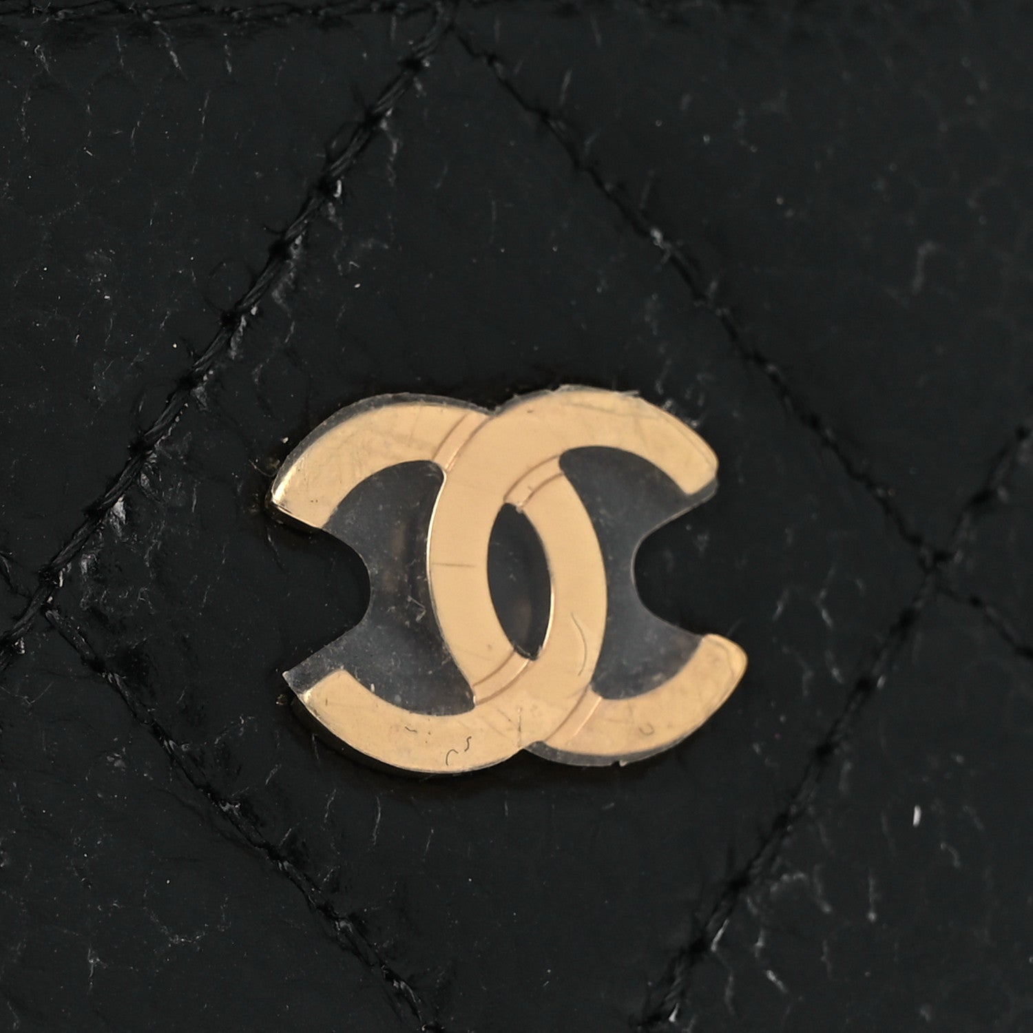 Caviar Quilted Card Holder Black