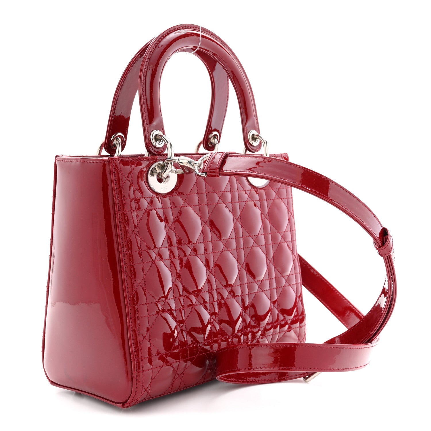 Christian Dior Patent Cannage Medium Lady Dior Red