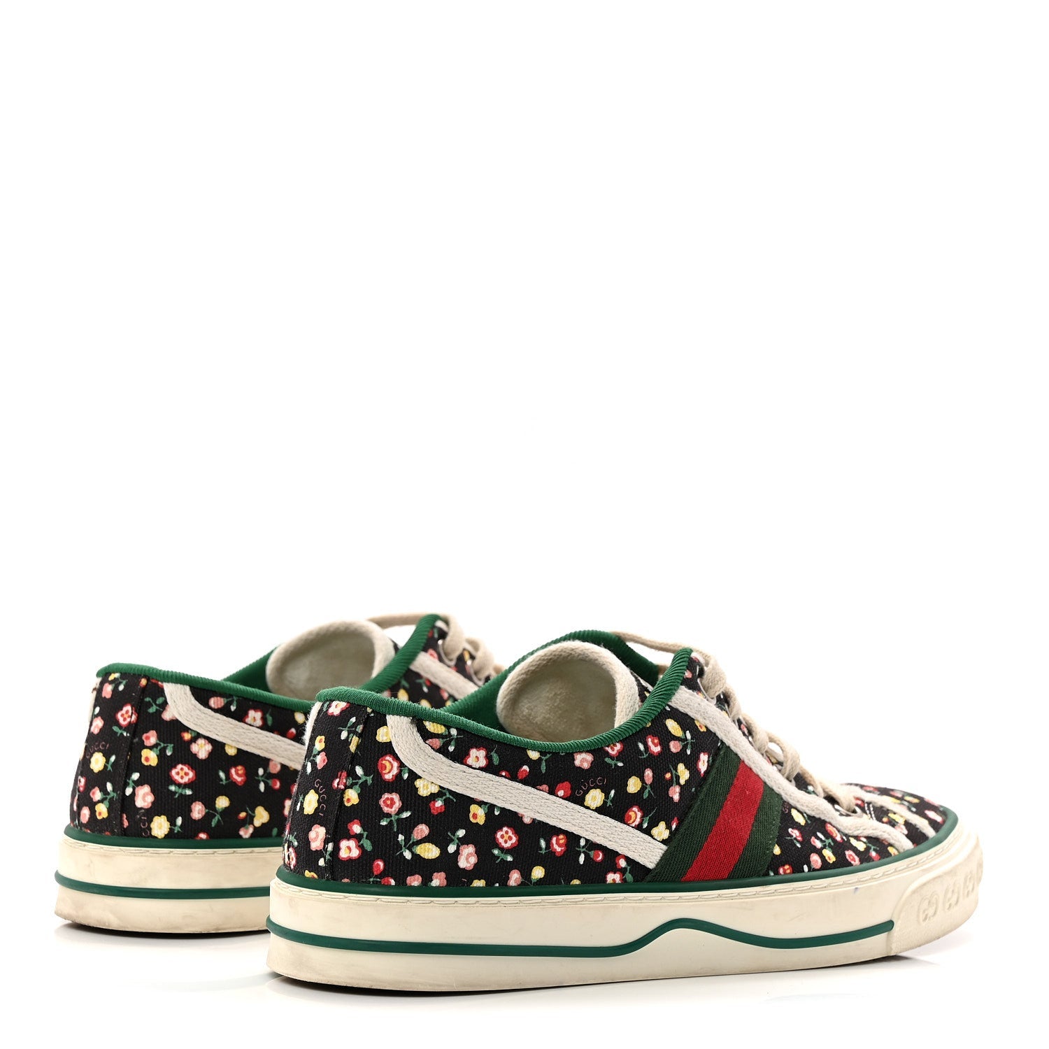 Gucci X LIBERTY OF LONDON Canvas Web Holly Print Womens 1977 Tennis Sneakers 38.5 Black Peach Mystic White