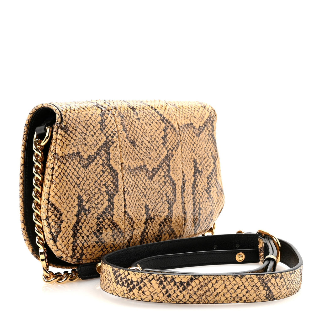 Gucci Roxy Snakeskin Blondie Chain Shoulder Flap Bag Roccia