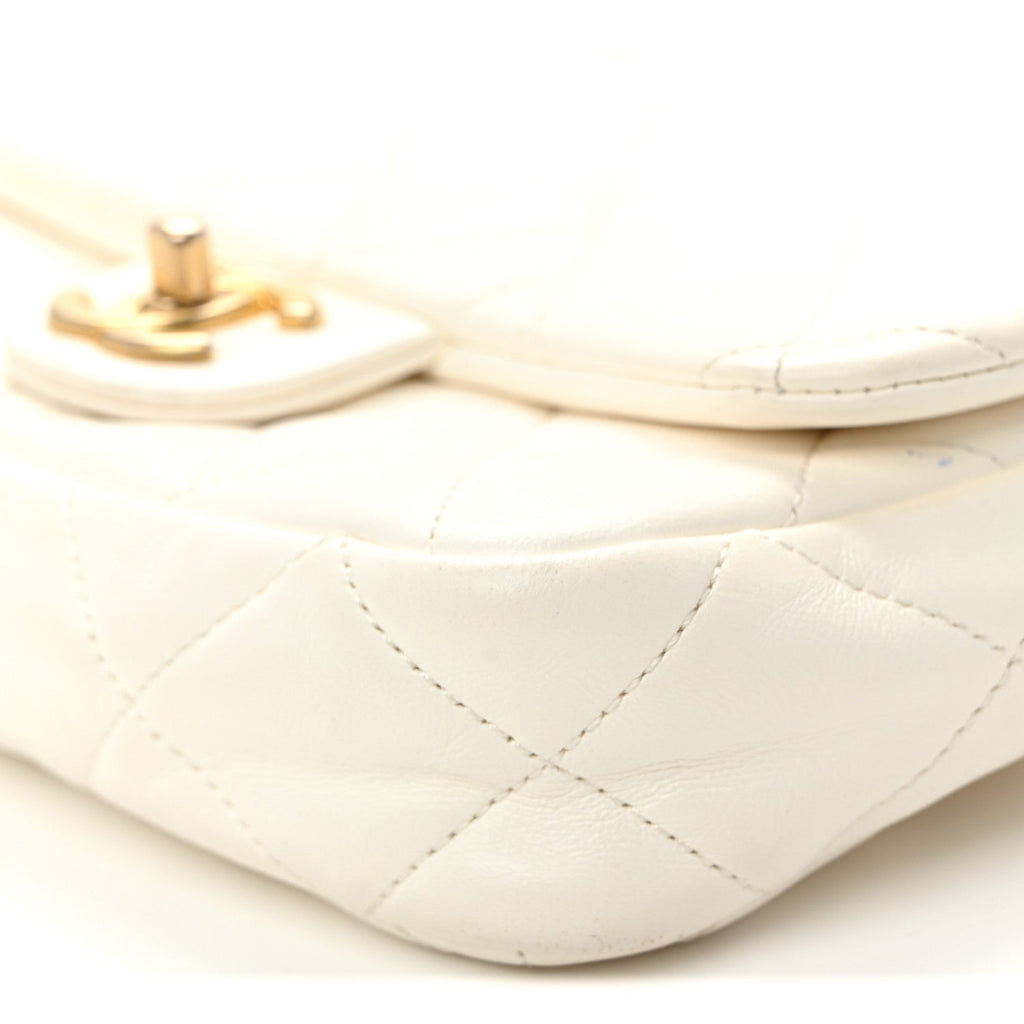 Chanel Lambskin Quilted Small CC Funky Town Flap White