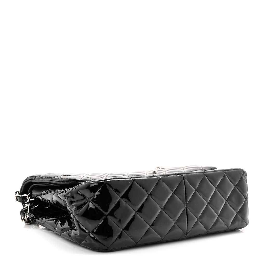 Chanel Patent Quilted Jumbo Double Flap Black