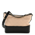 Chanel Aged Calfskin Quilted Medium Gabrielle Hobo Beige Black