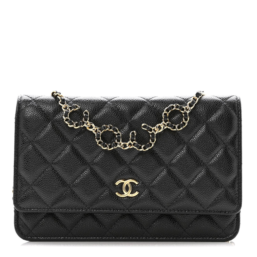 Chanel Caviar Quilted Miss Coco Wallet On Chain WOC Black