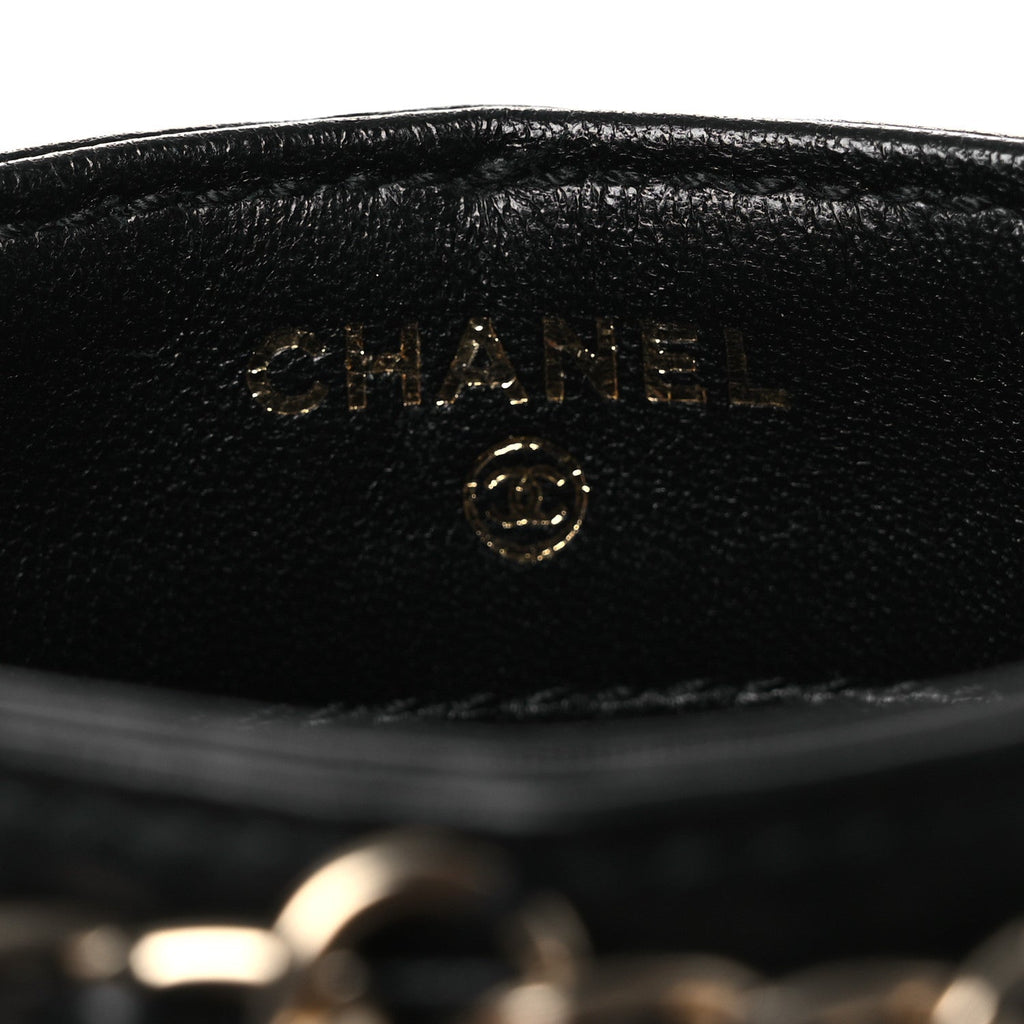 Chanel Lambskin Tech Me Out Clutch With Chain Black
