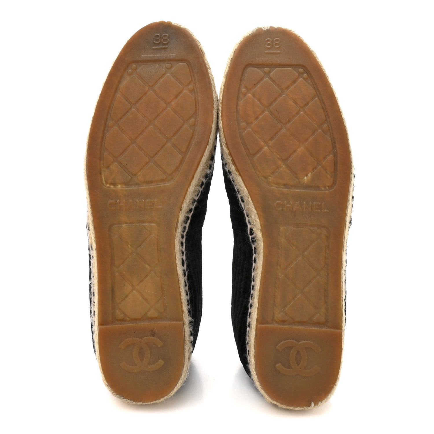Chanel Velvet Grosgrain CC Espadrilles 38 Black