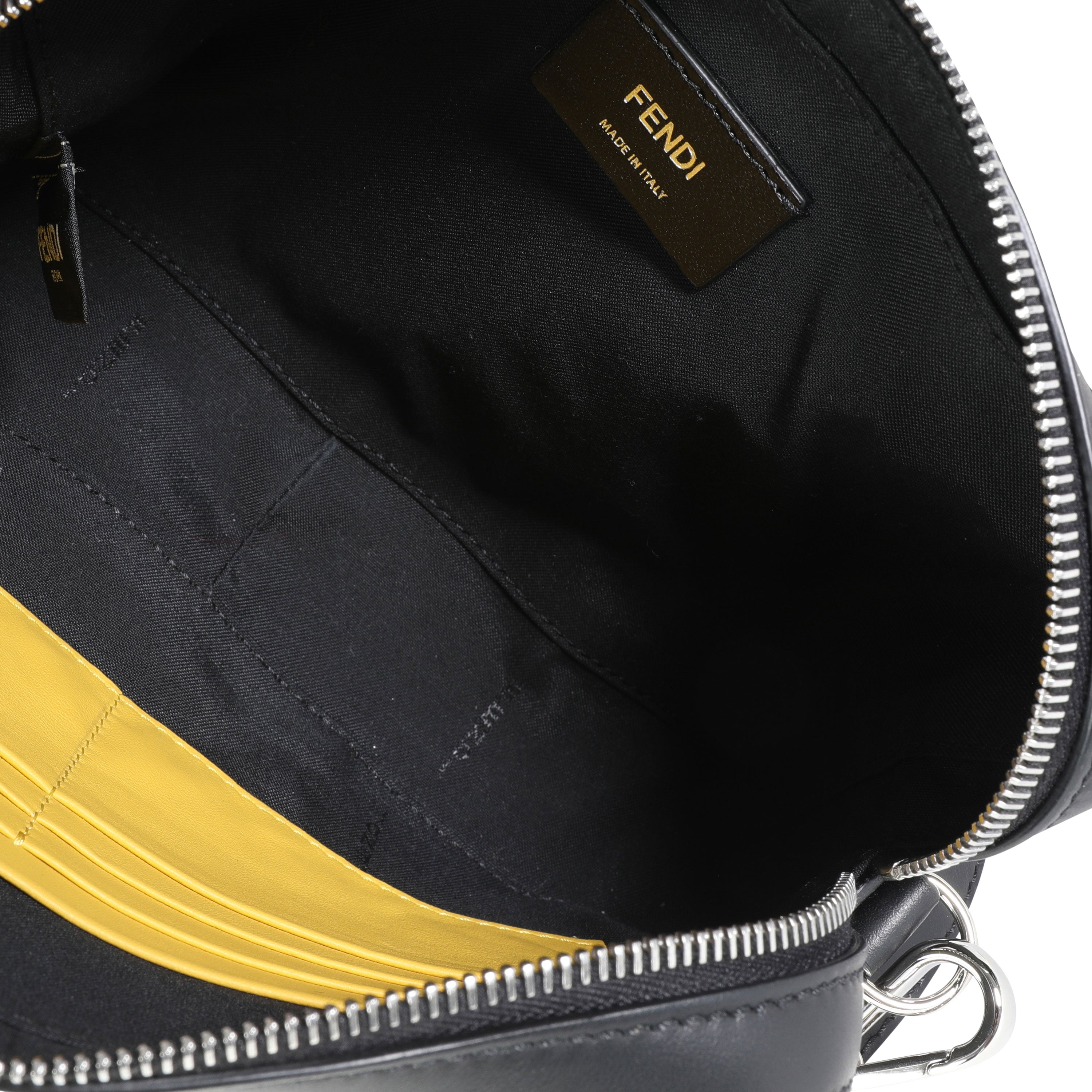FENDI Black Calfskin & Sunflower Logo Mini Camera Bag