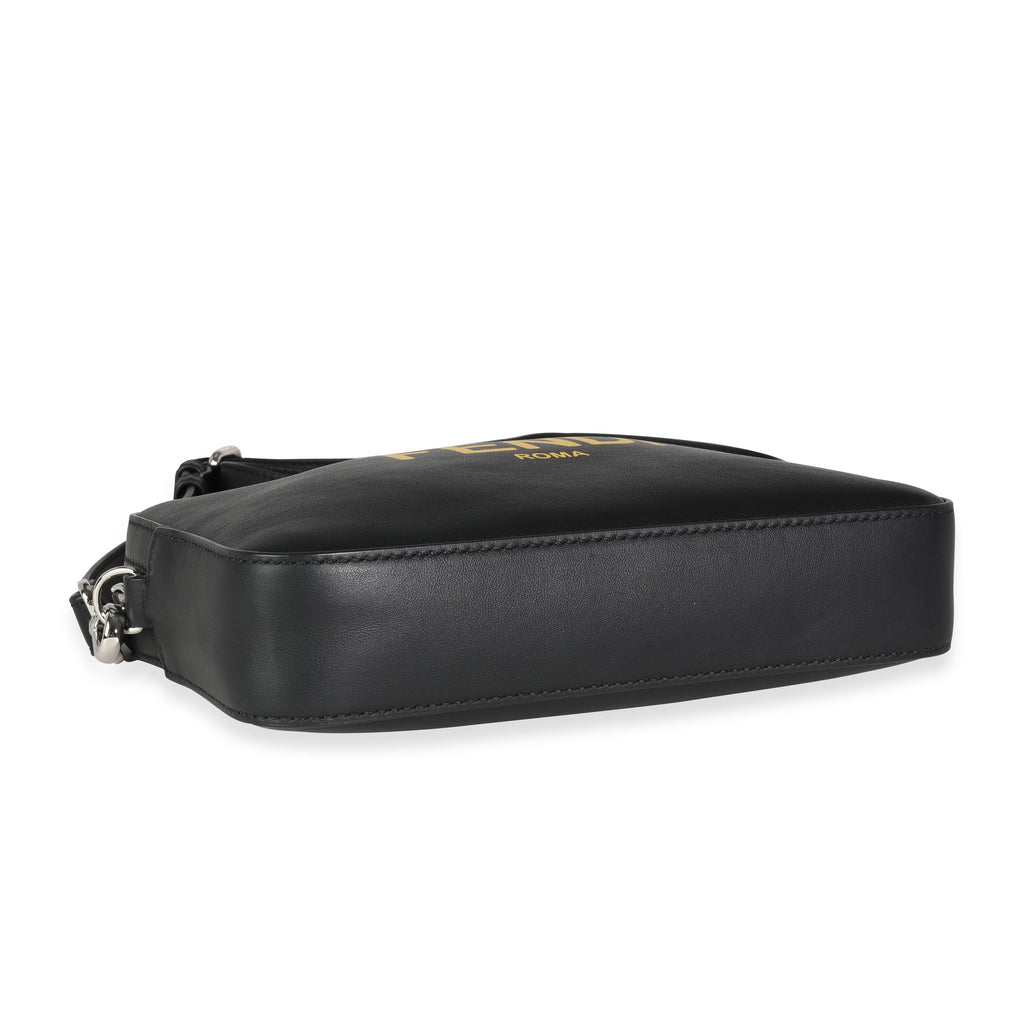 FENDI Black Calfskin & Sunflower Logo Mini Camera Bag