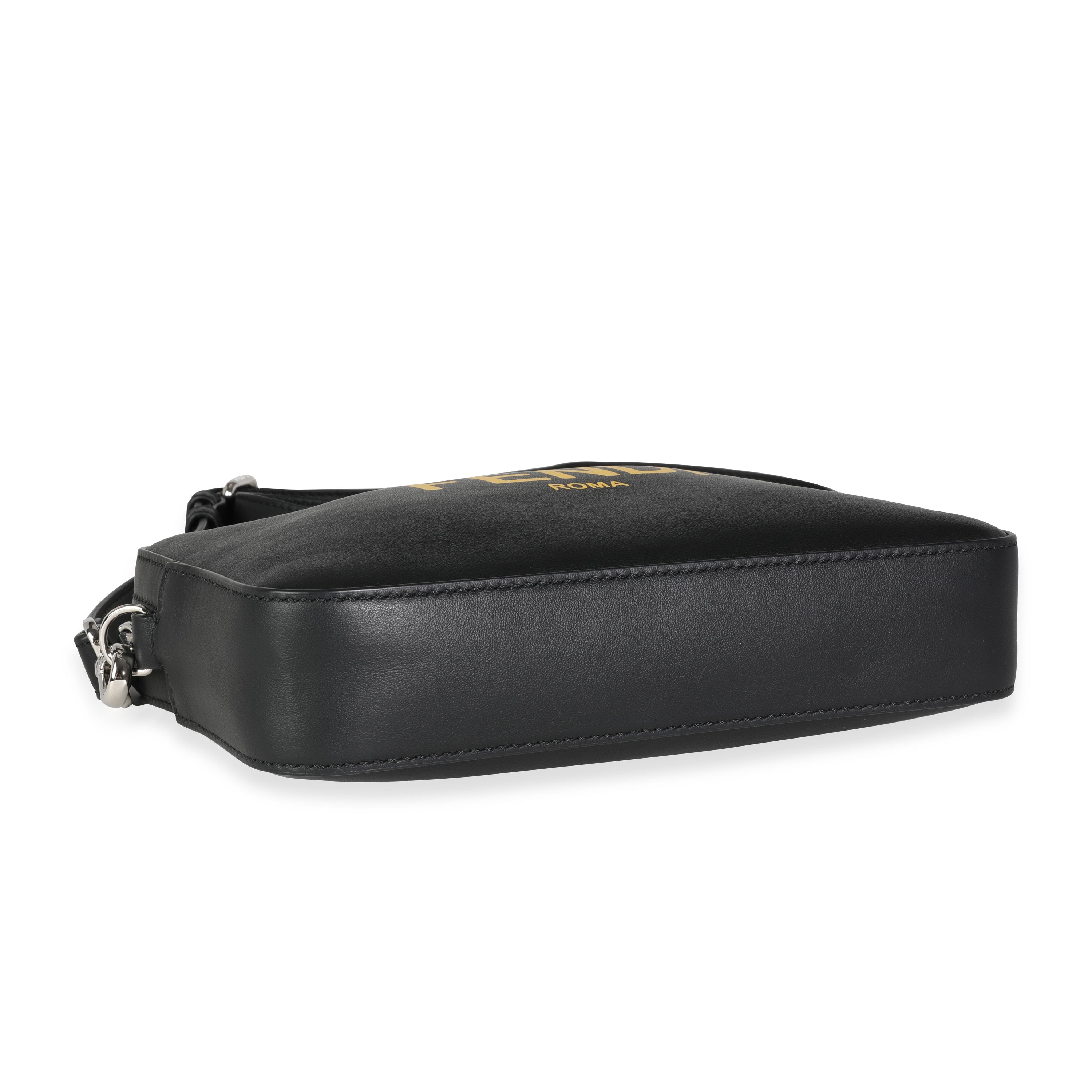 FENDI Black Calfskin & Sunflower Logo Mini Camera Bag
