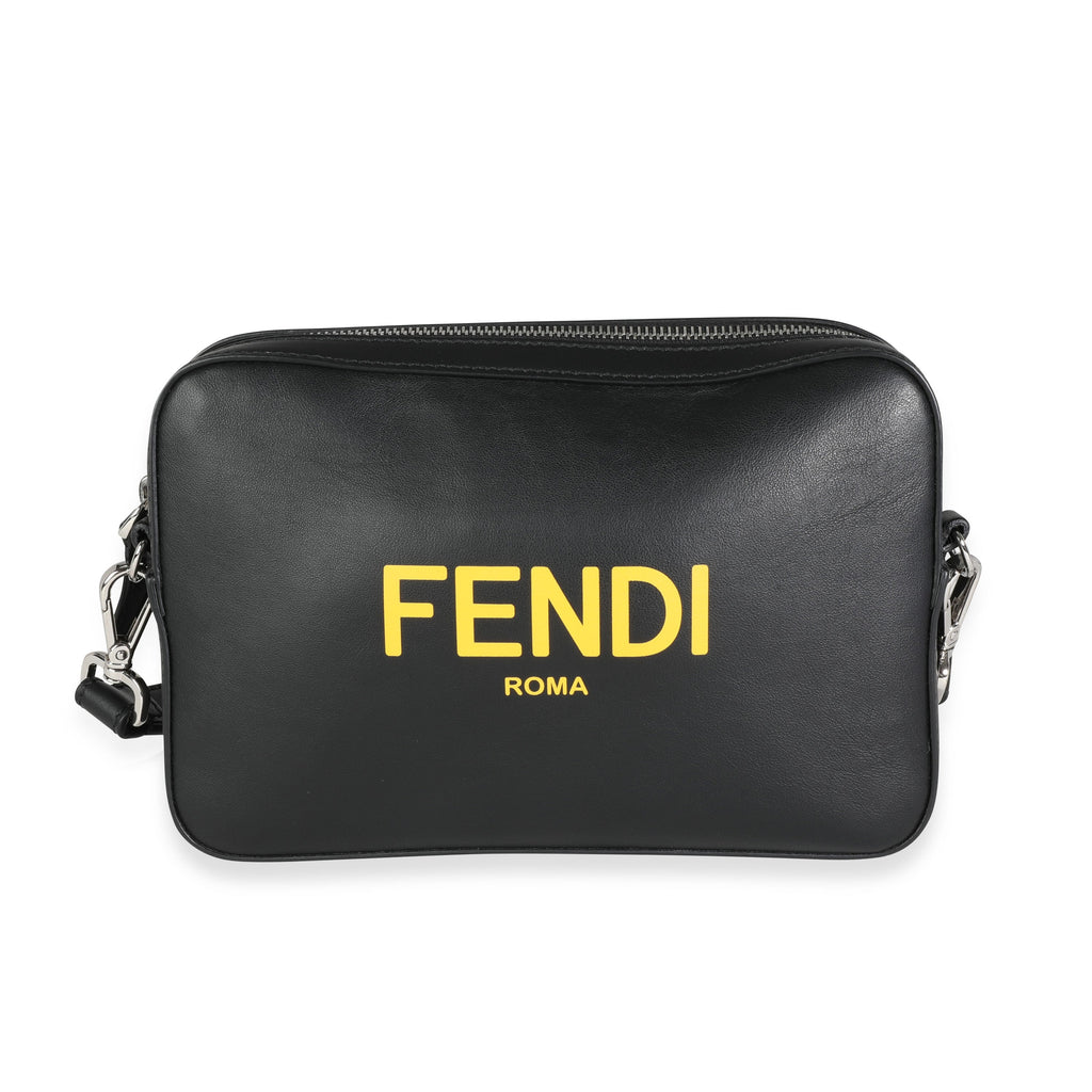 Fendi Black Calfskin & Sunflower Logo Mini Camera Bag