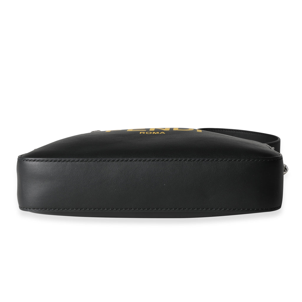Fendi Black Calfskin & Sunflower Logo Mini Camera Bag