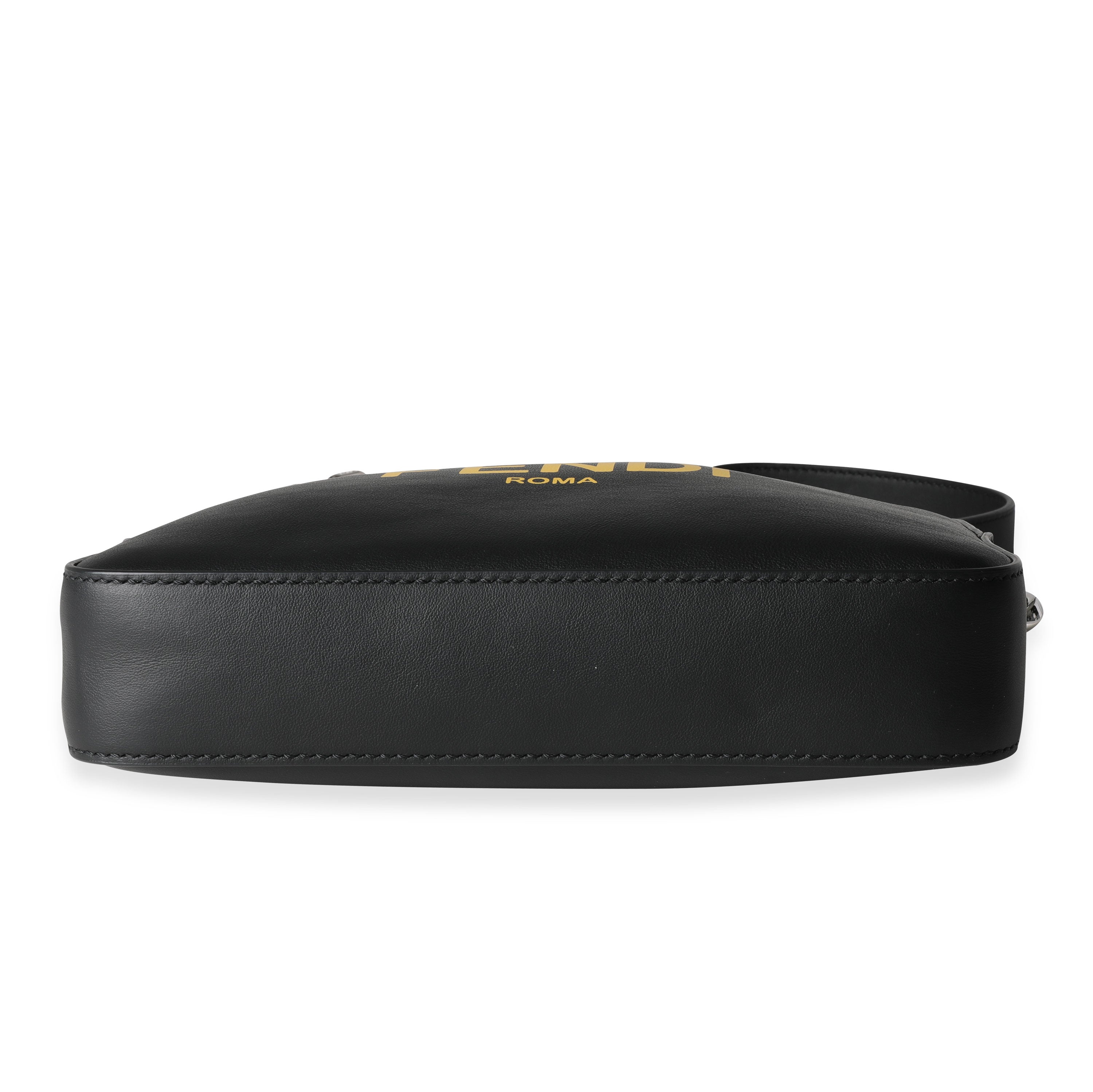 Fendi Black Calfskin & Sunflower Logo Mini Camera Bag
