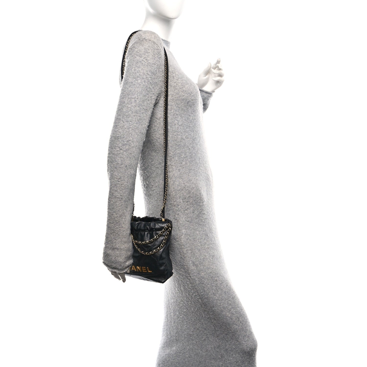 Chanel Shiny Calfskin Quilted Mini Chanel 22 Black