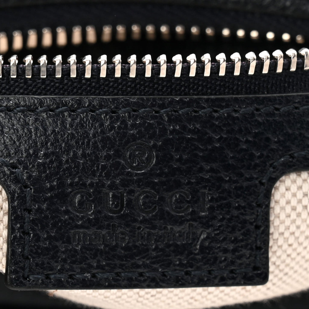 Gucci GG Supreme Monogram Textured Calfskin Web Large Attache Shoulder Bag Beige Blue