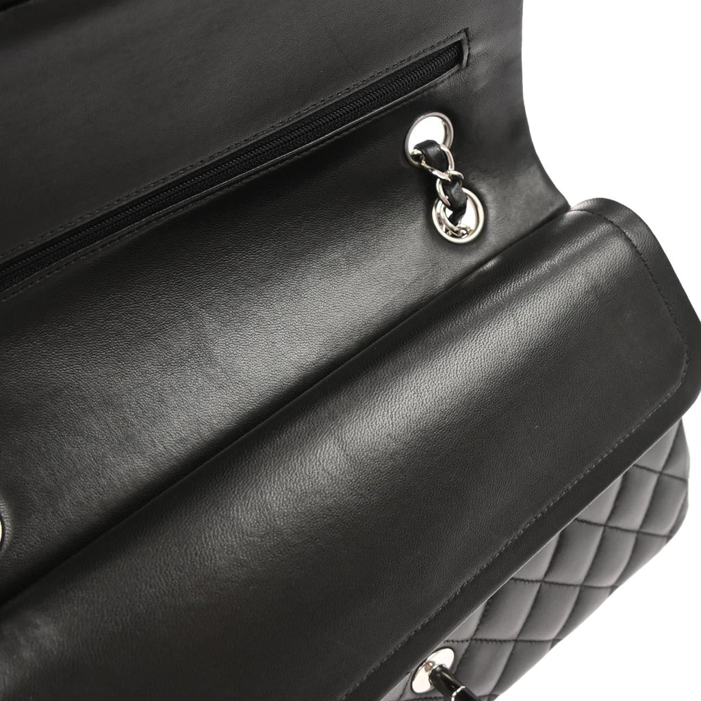 Chanel 2013-2014 Black Lambskin Medium Classic Double Flap Shoulder Bag