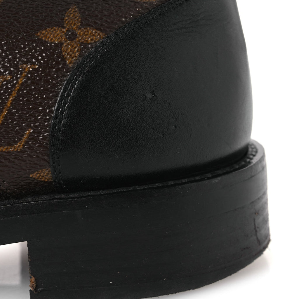 Louis Vuitton Calfskin Monogram Wonderland Flat Ranger Boots 36.5 Black