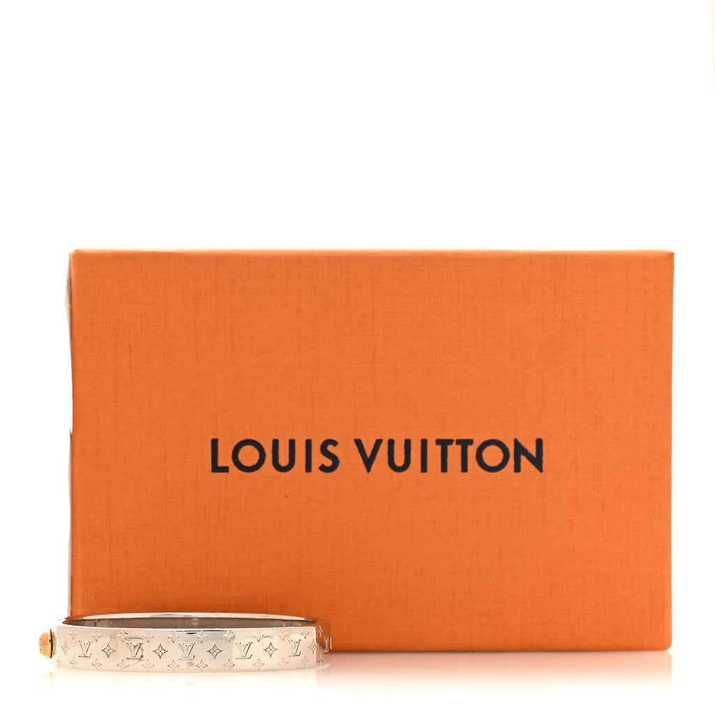 Louis Vuitton Brass Palladium Plated Nanogram Cuff S Silver