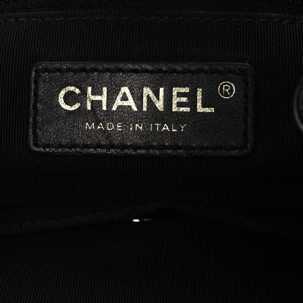 Chanel Lambskin Quilted Drawstring Bag Black