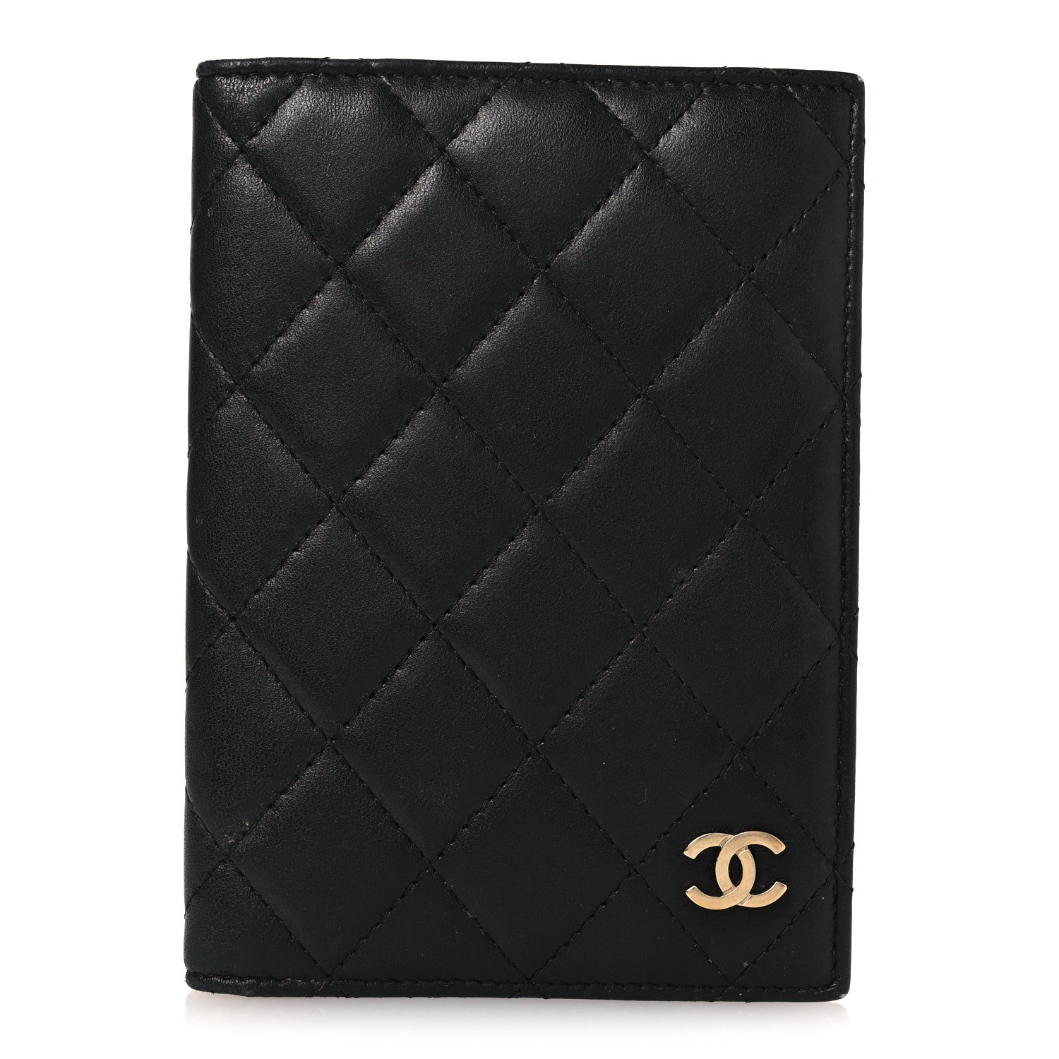 Chanel Lambskin Quilted Passport Holder Black