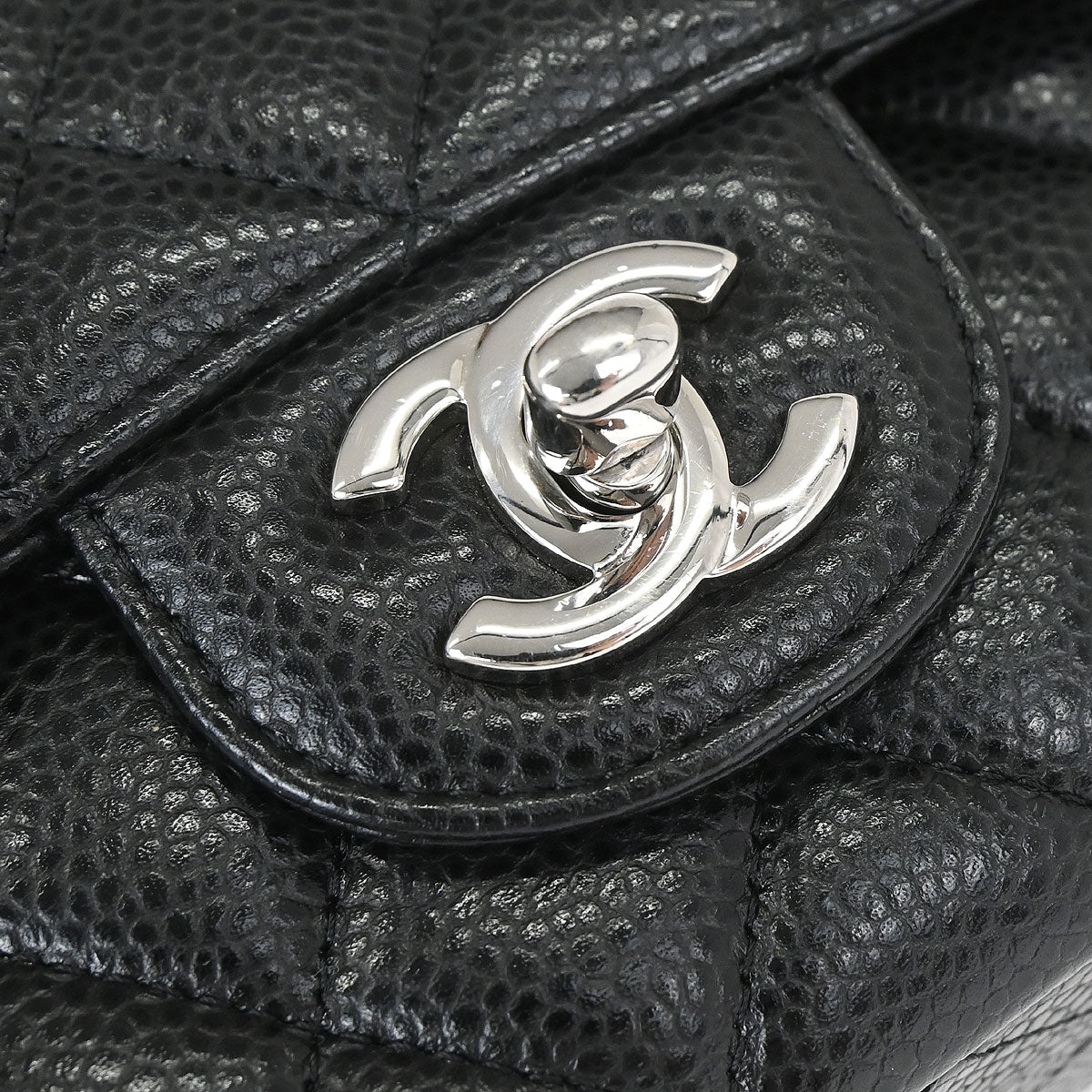 Chanel Black Caviar Skin Medium Classic Double Flap Shoulder Bag