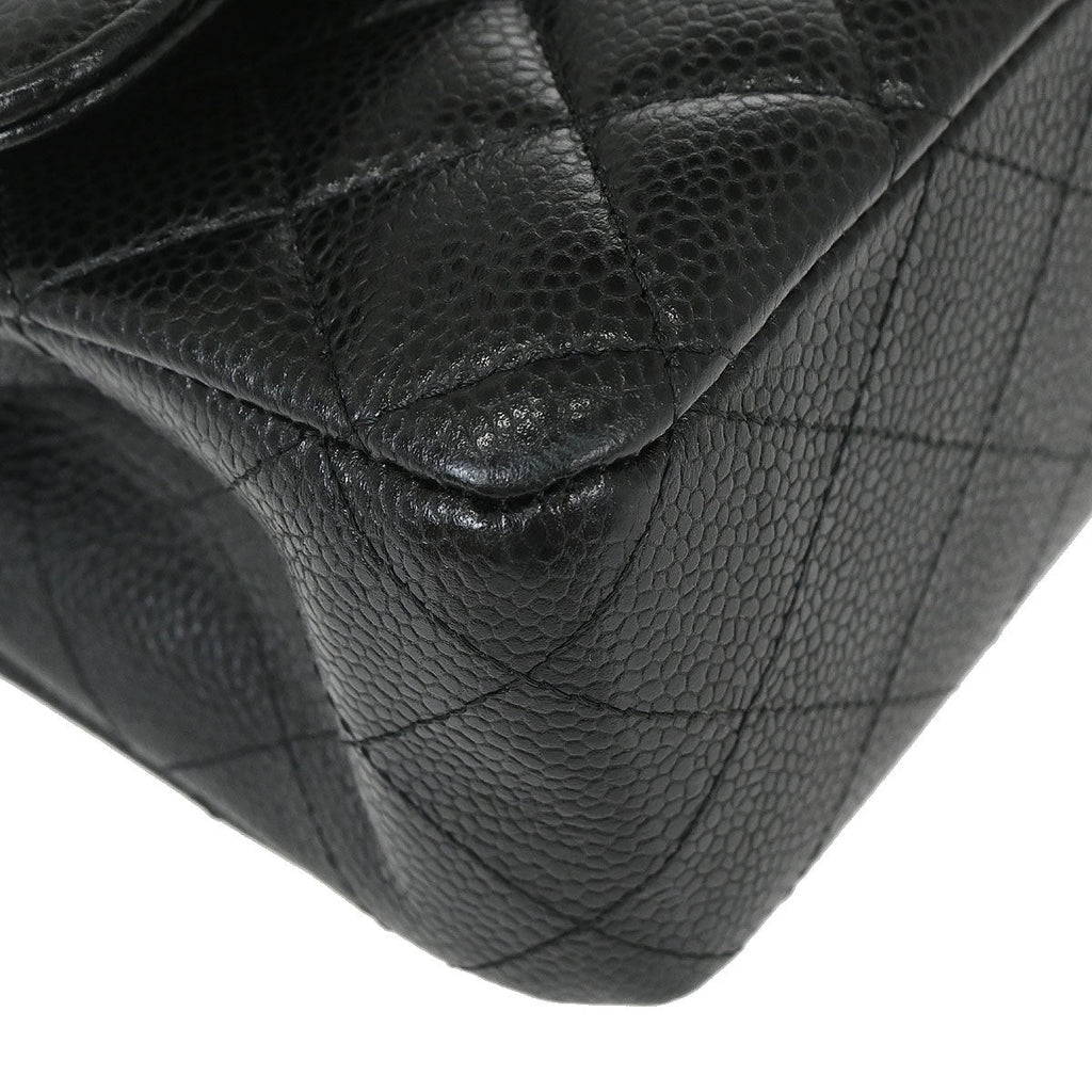 Chanel Black Caviar Skin Medium Classic Double Flap Shoulder Bag