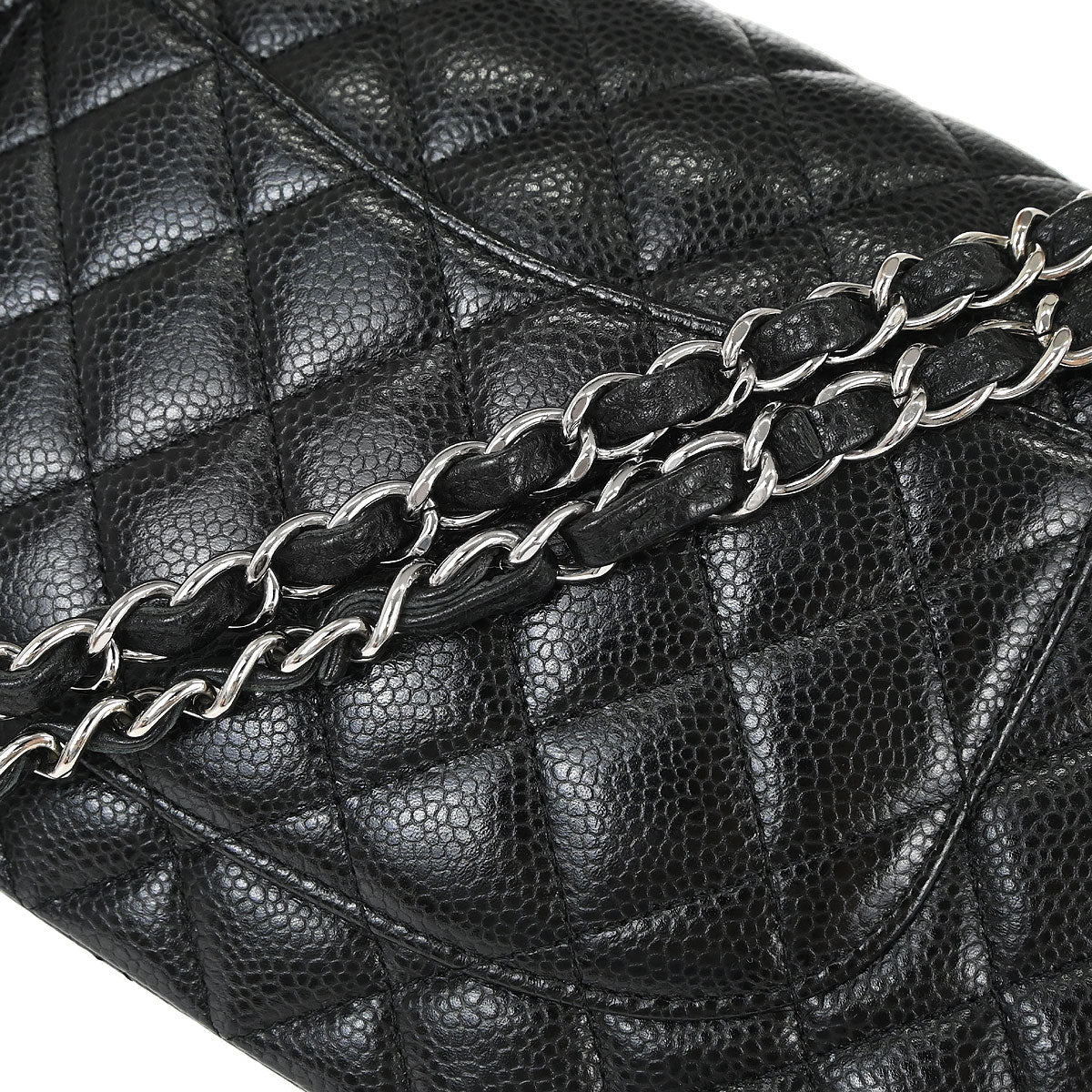 Chanel Black Caviar Skin Medium Classic Double Flap Shoulder Bag
