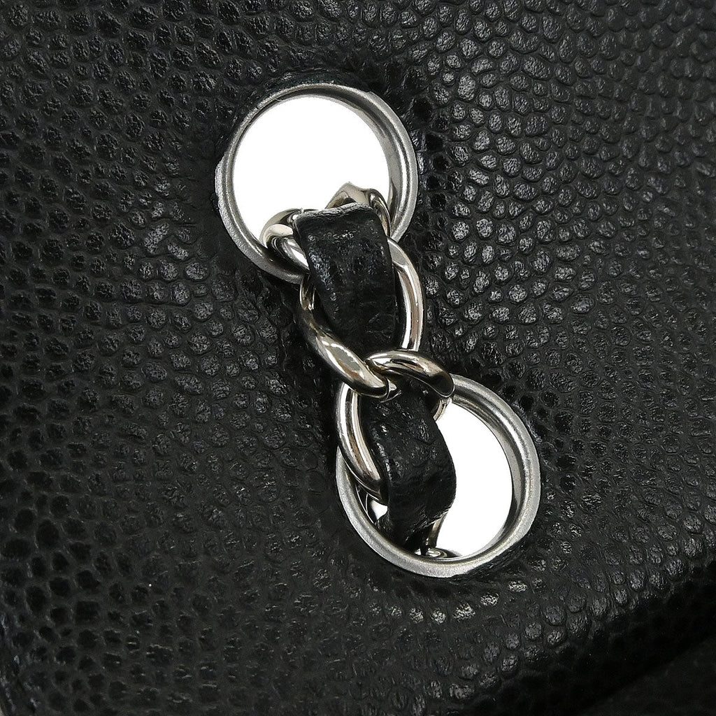 Chanel Black Caviar Skin Medium Classic Double Flap Shoulder Bag