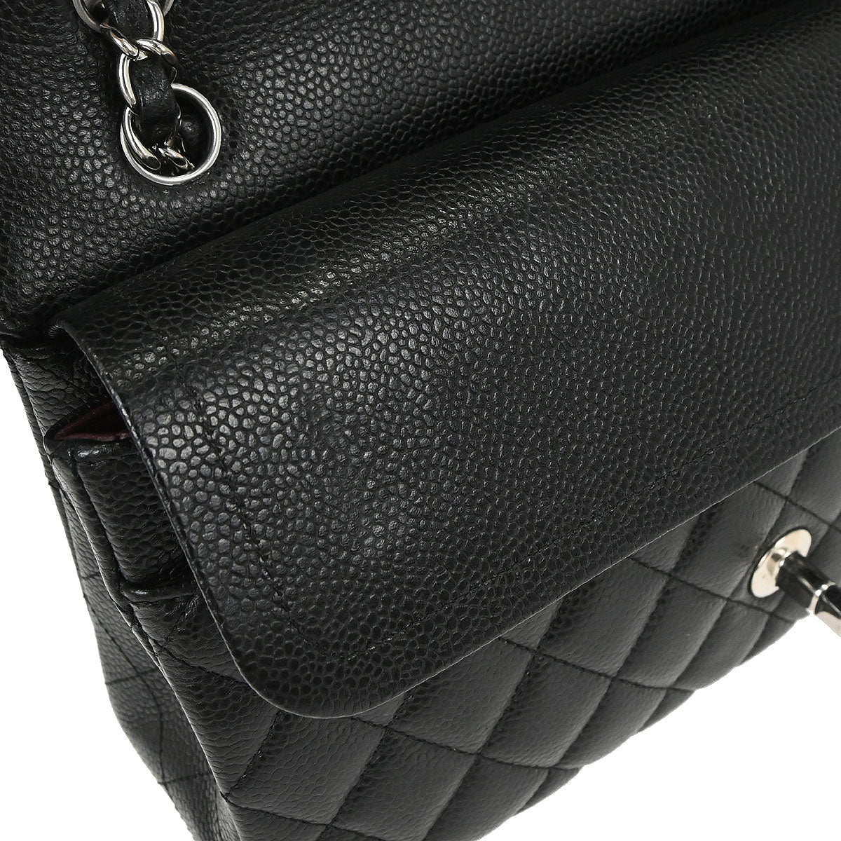 Chanel Black Caviar Skin Medium Classic Double Flap Shoulder Bag
