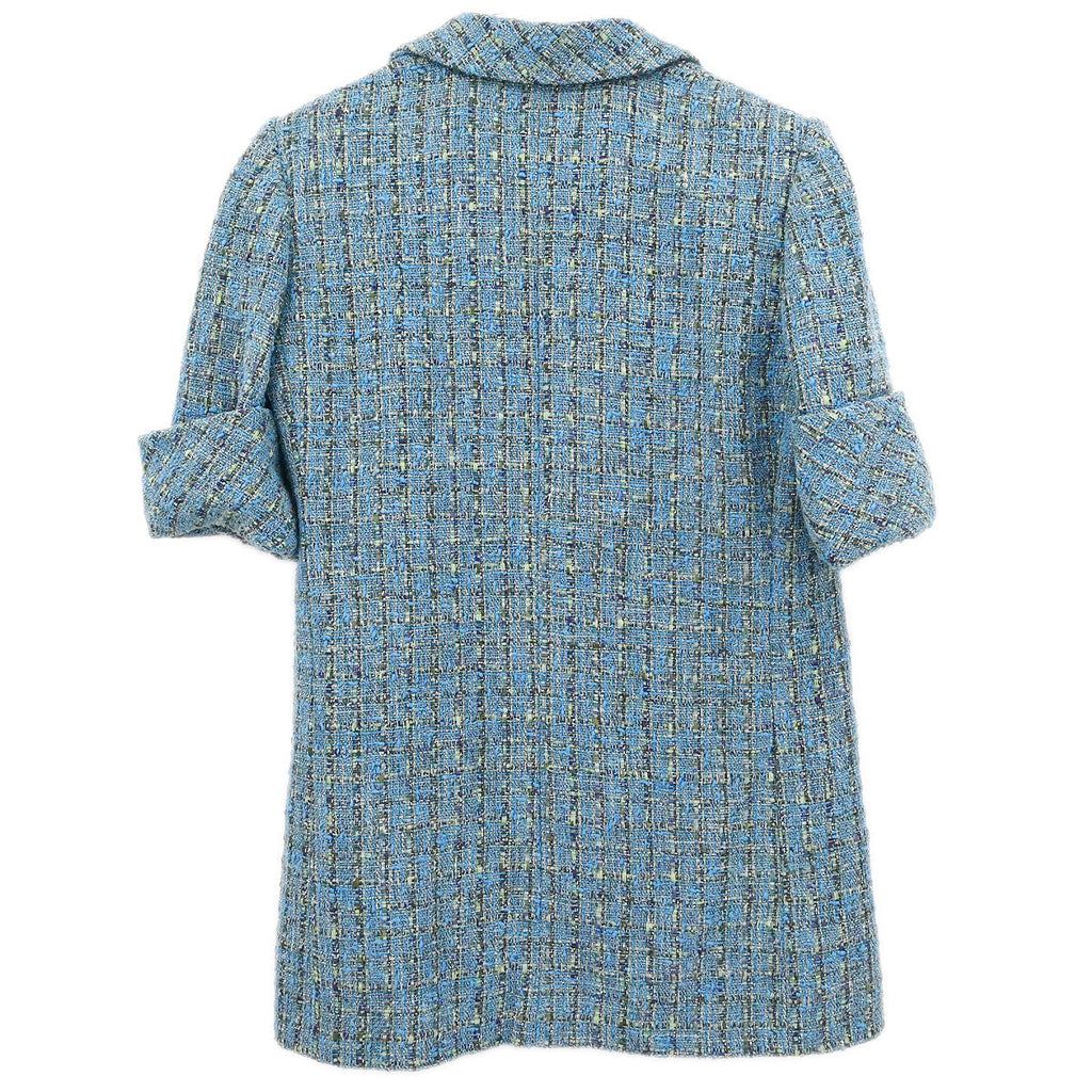 Chanel 2017 Short Sleeve Tweed Jacket Coat Blue #36