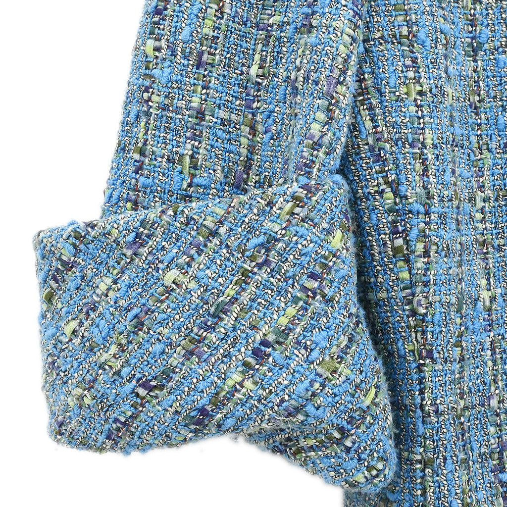 Chanel 2017 Short Sleeve Tweed Jacket Coat Blue #36