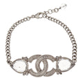 Chanel CC Bracelet Rhinestone Silver 15K
