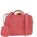 Chanel 2019 Pink Caviar Skin CC Filigree 2way Vanity Shoulder Handbag