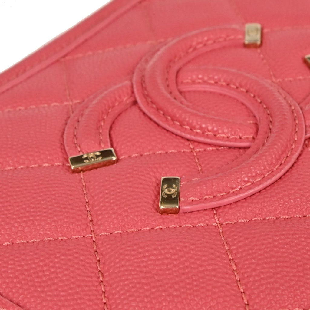 Chanel 2019 Pink Caviar Skin CC Filigree 2way Vanity Shoulder Handbag