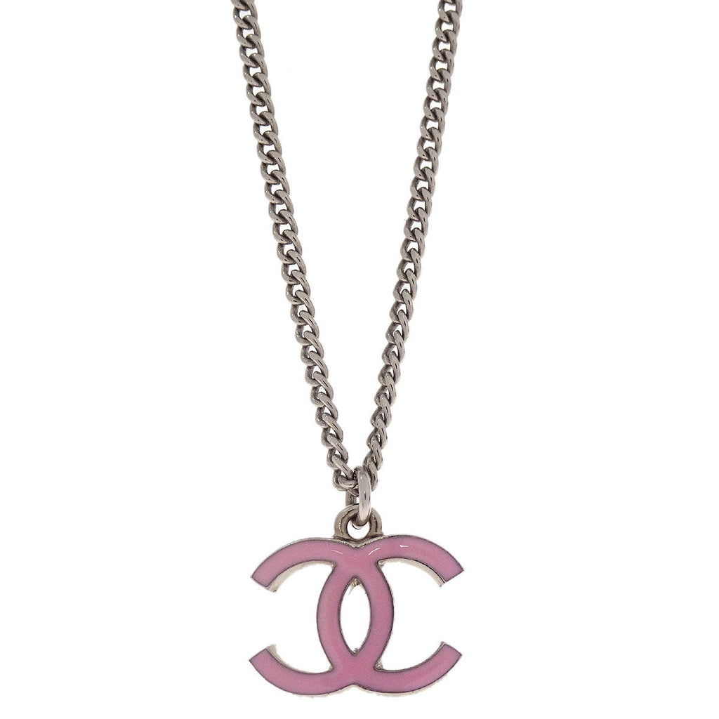 Chanel CC Chain Necklace Pendant Silver Costume Pearl C19C