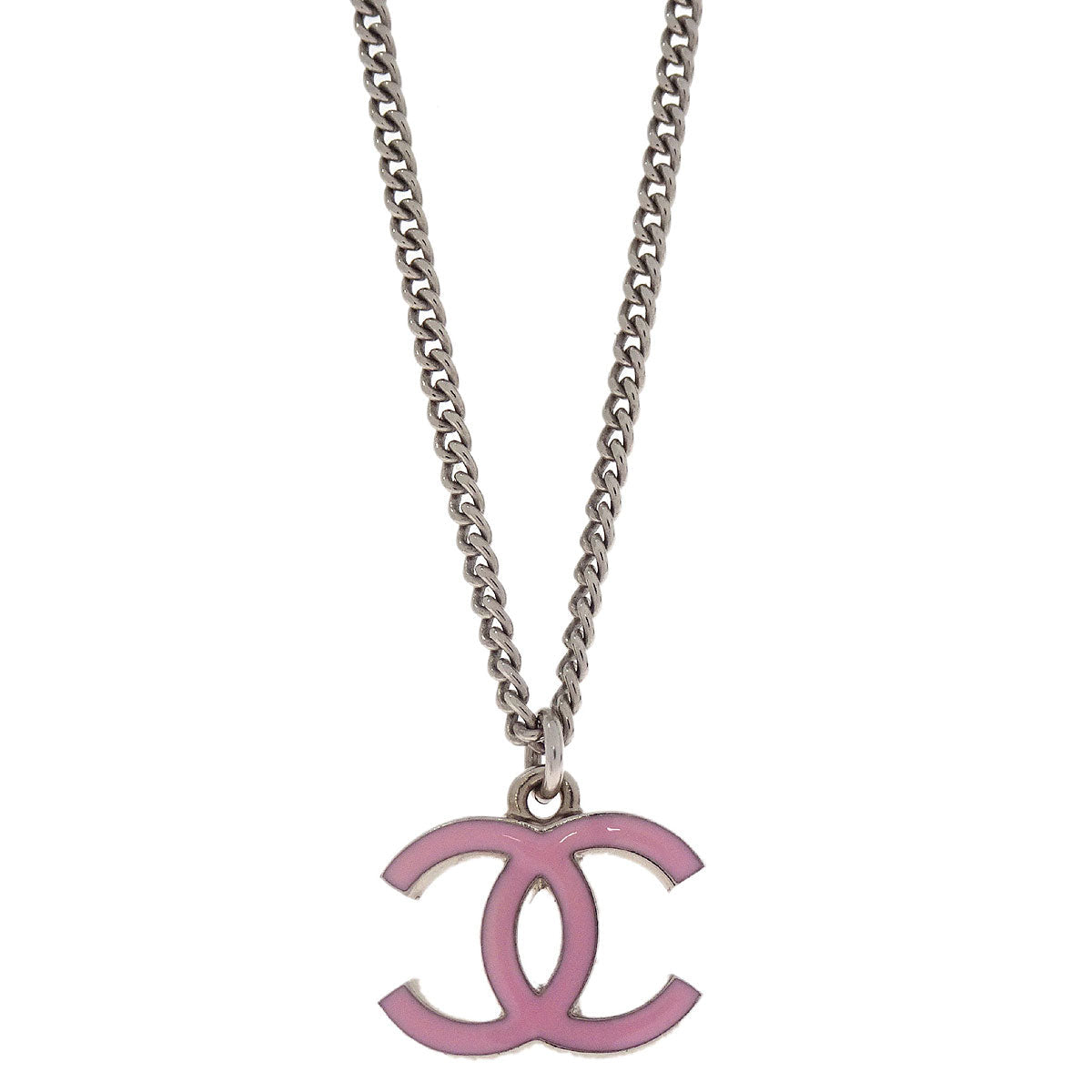 Chanel CC Chain Necklace Pendant Silver Costume Pearl C19C