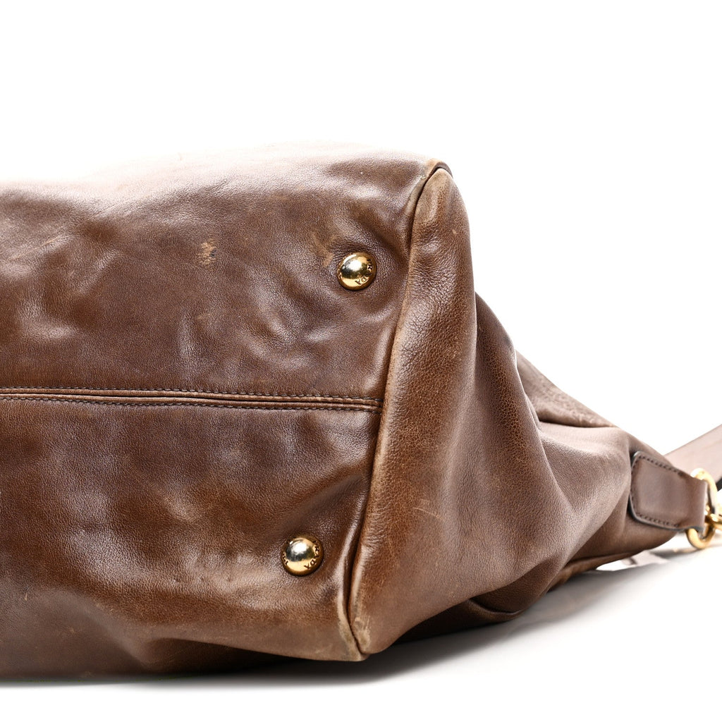 Prada Soft Calf Shopping Tote Brown