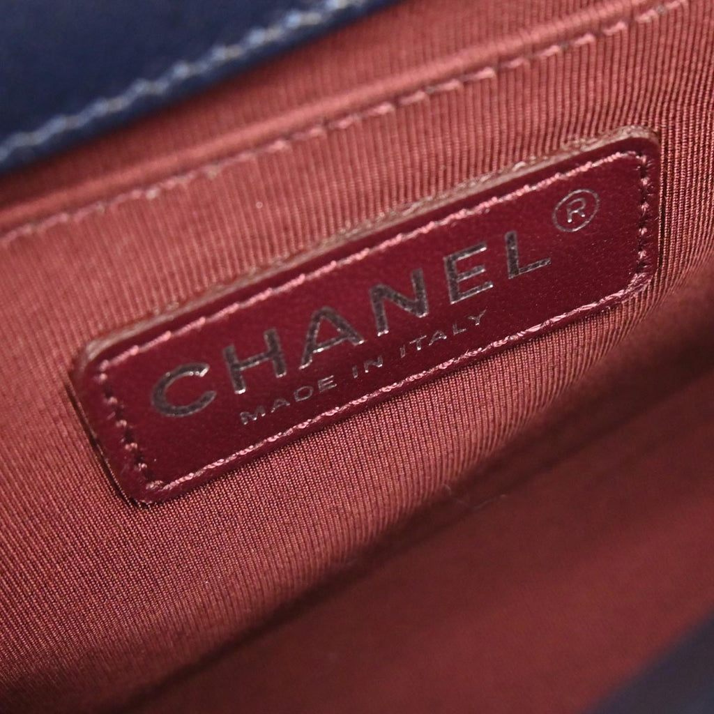 Boy Chanel 2014 Navy Velvet Medium Chain Shoulder Bag