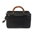 Gucci Vintage Black Textured Leather Bamboo Handle Vanity Bag