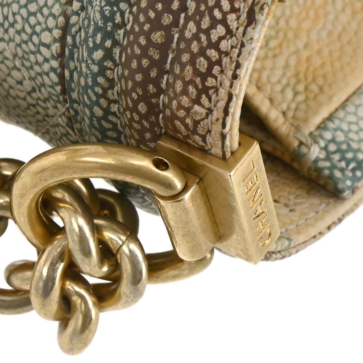Boy Chanel 2017 Beige Caviar Skin Cuba Painted Medium Shoulder Bag