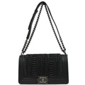 Boy Chanel 2015-2016 Black Lambskin 3D Pleated Medium Shoulder Bag