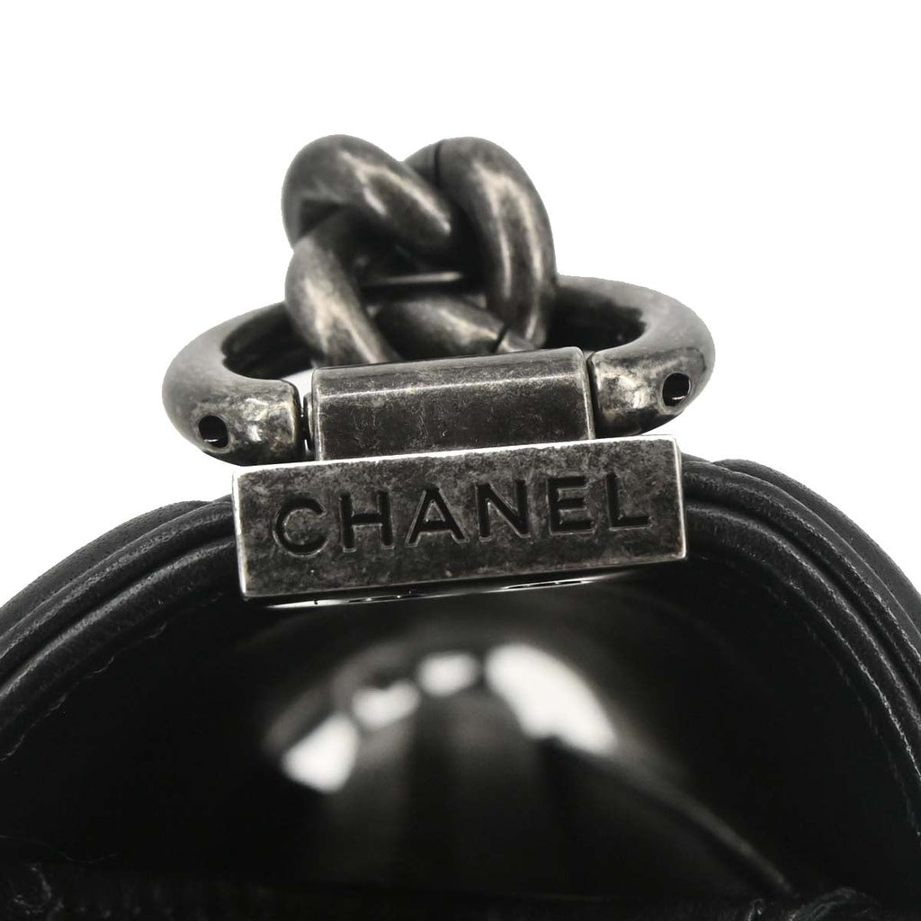 Boy Chanel 2015-2016 Black Lambskin 3D Pleated Medium Shoulder Bag